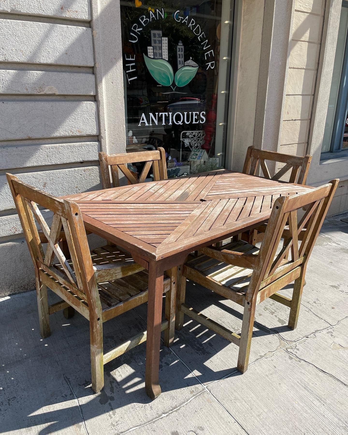 Vintage Wood Patio Table and Chairs
